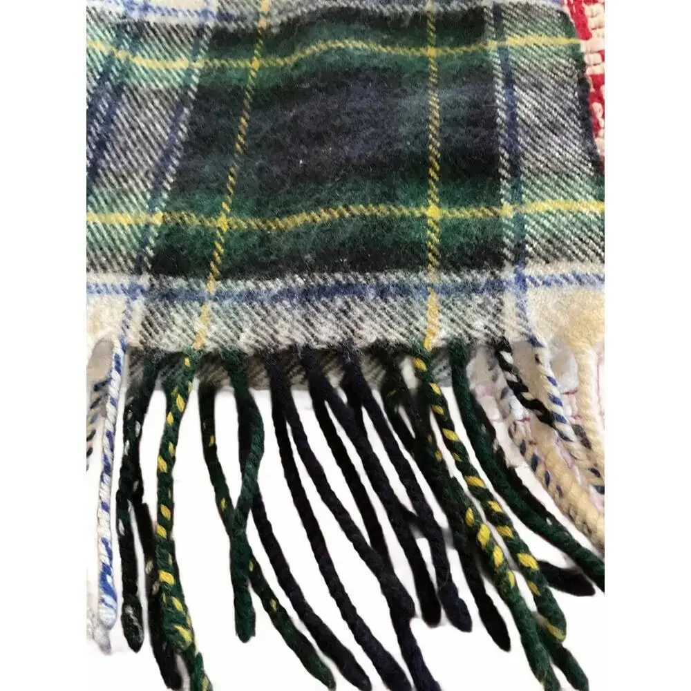 Murray Brothers Scotland  Green and Blue Plaid Wool Scarf with Fringe